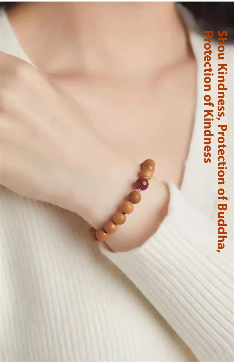 NATURAL PEACH WOOD SPIRITUAL BRACELET FOR WOMEN