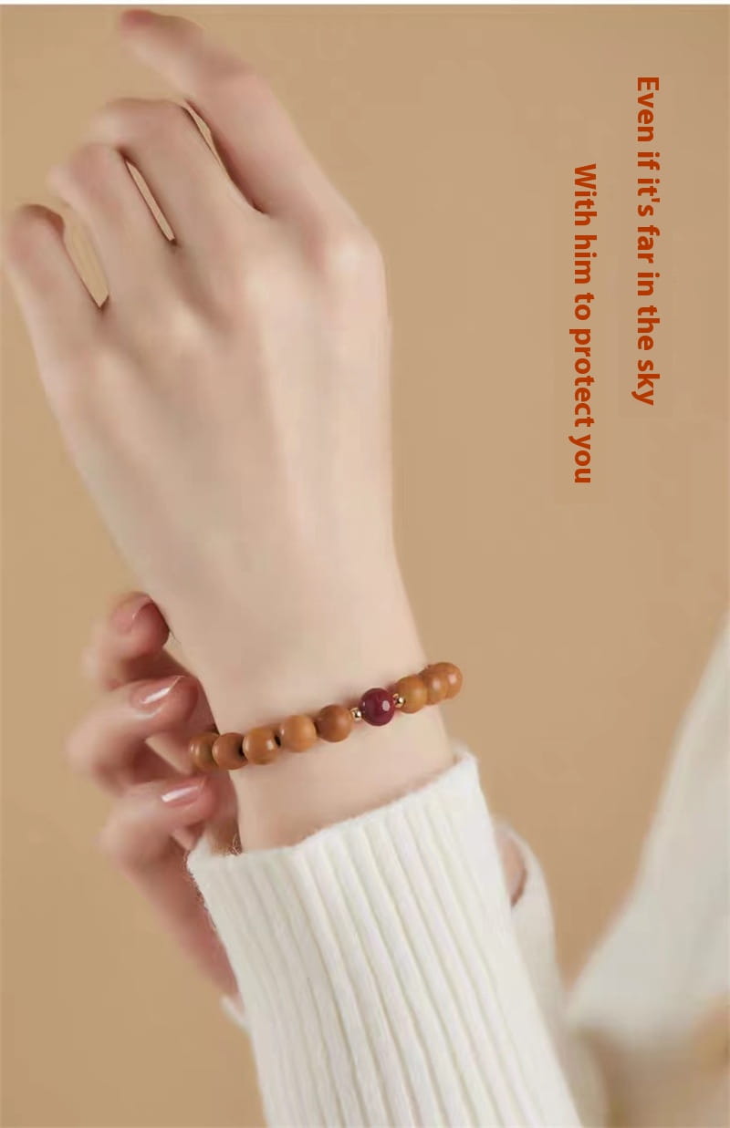 NATURAL PEACH WOOD SPIRITUAL BRACELET FOR WOMEN