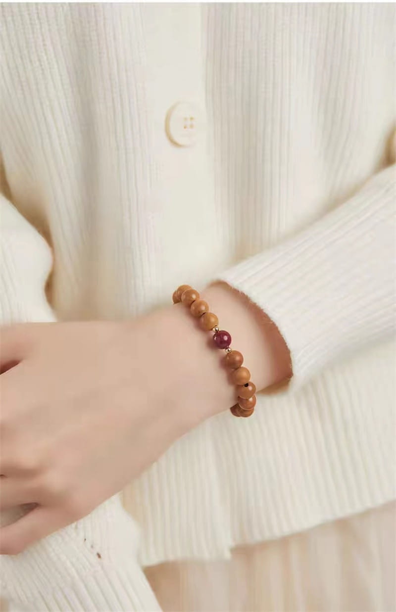 NATURAL PEACH WOOD SPIRITUAL BRACELET FOR WOMEN