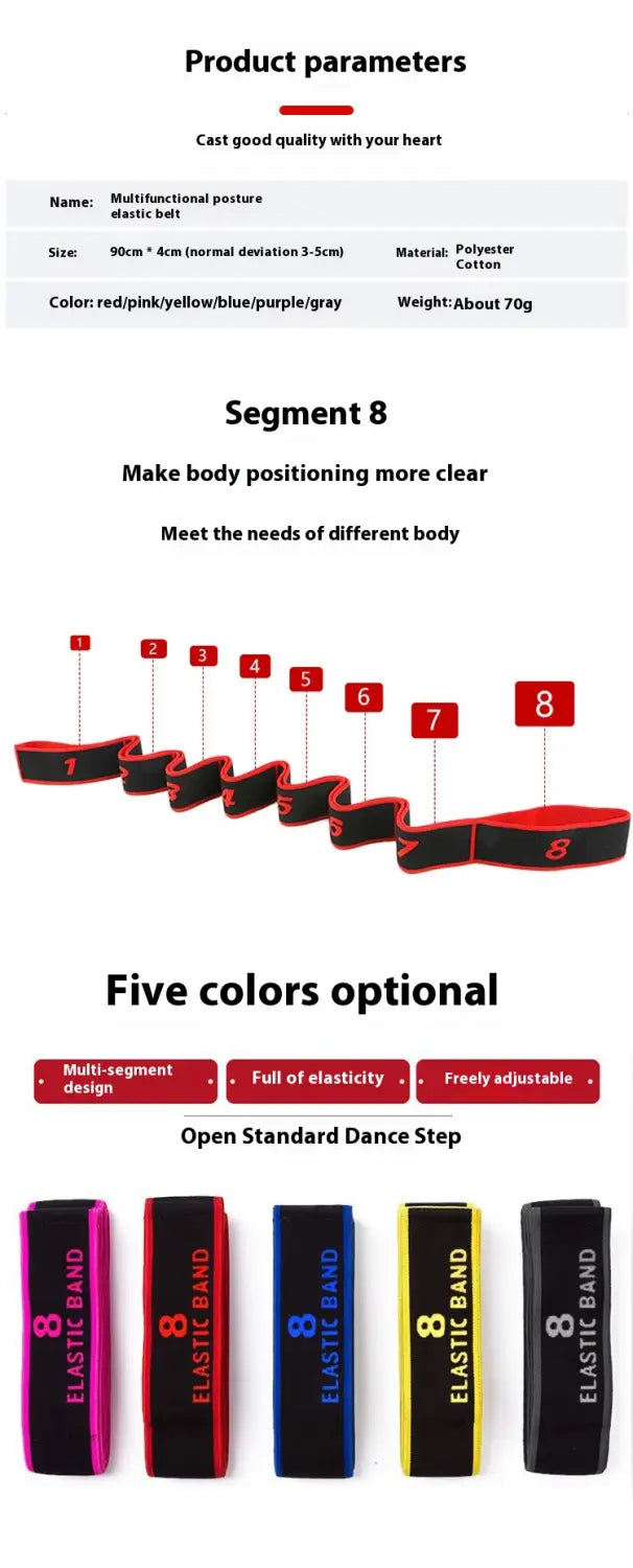 MULTI-SECTION STRETCH STRAP FOR YOGA PILATES & FLEXIBILITY
