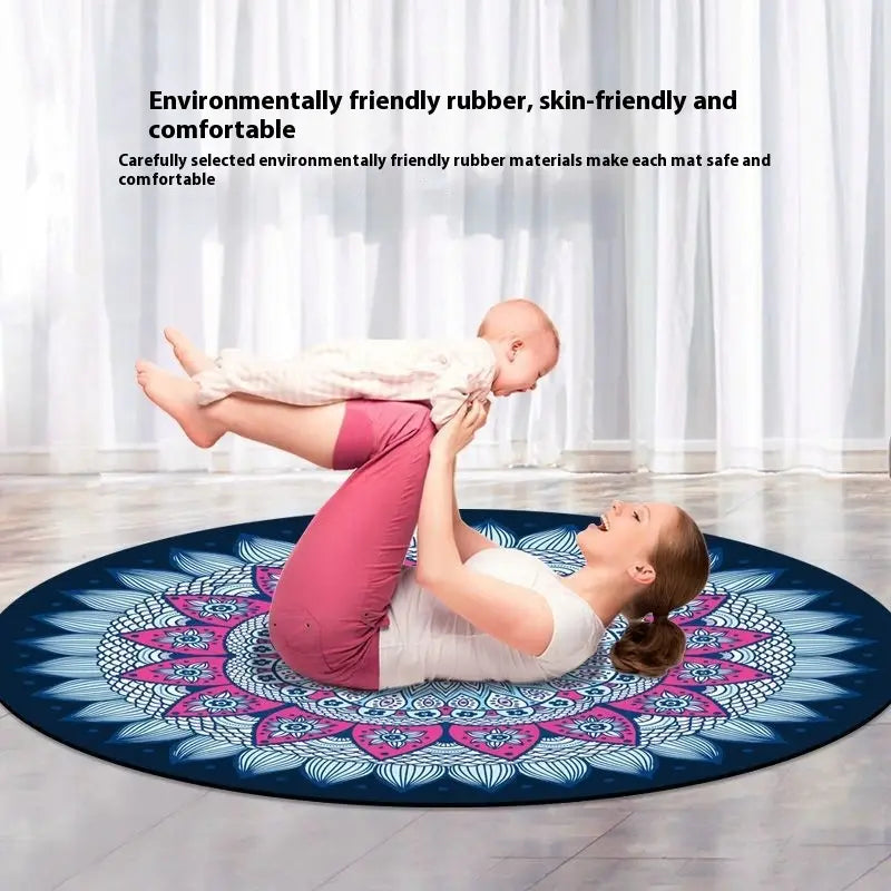 PREMIUM NATURAL RUBBER ROUND YOGA MAT WITH ARTISTIC DESIGN