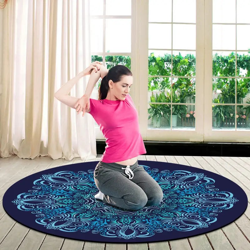 PREMIUM NATURAL RUBBER ROUND YOGA MAT WITH ARTISTIC DESIGN