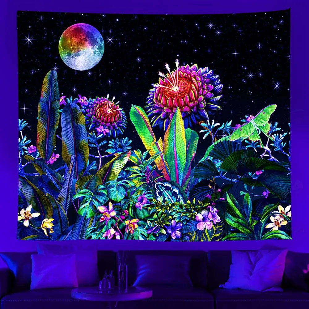 UV REACTIVE FLUORESCENT TAPESTRY WALL HANGING