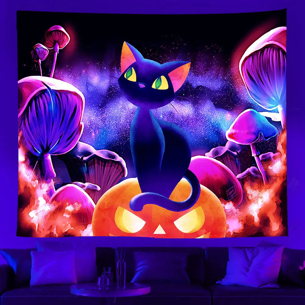 UV REACTIVE FLUORESCENT TAPESTRY WALL HANGING