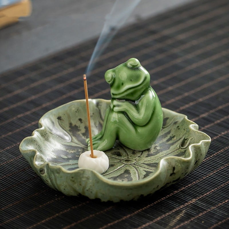 ZEN MEDITATION FROG YOGA STATUE JOSS-STICK HOLDER