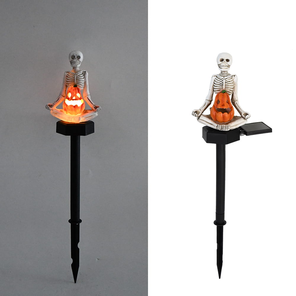 Solar Skull Yoga Statue For Garden And Lawn Decor