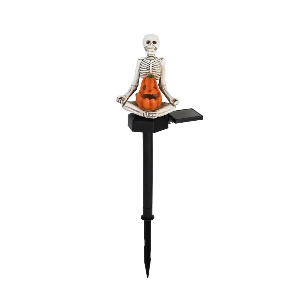 Solar Skull Yoga Statue For Garden And Lawn Decor