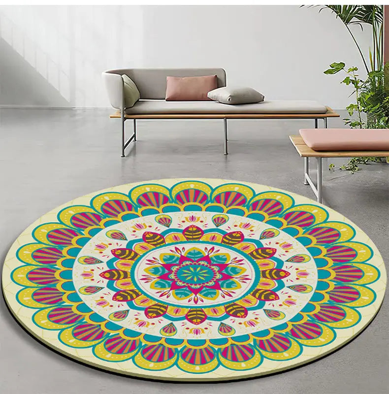 LUXURIOUS NON-SLIP ROUND YOGA MAT WITH MANDALA DESIGN