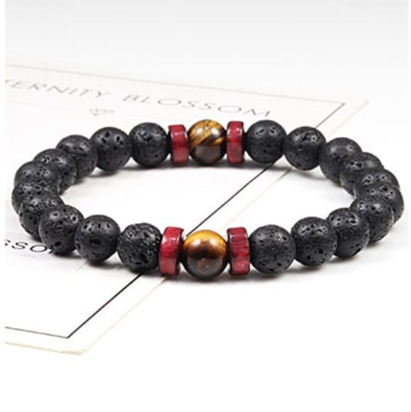 VOLCANIC STONE BEAD BRACELET FOR SPIRITUAL ENERGY