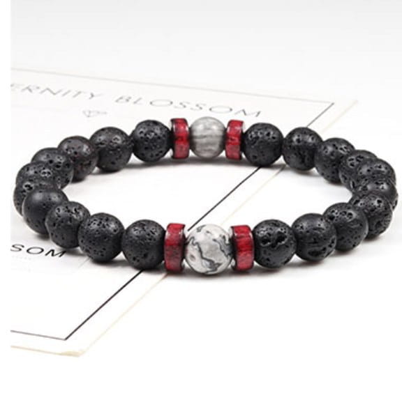 VOLCANIC STONE BEAD BRACELET FOR SPIRITUAL ENERGY