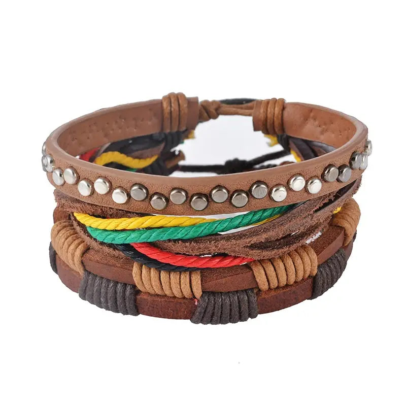 VINTAGE LEATHER BEAD BRACELET FOR MEN & WOMEN