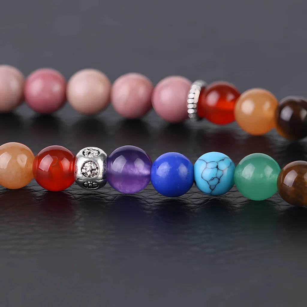 7 CHAKRAS GEMSTONE BRACELET FOR SPIRITUAL HEALING - Pink - Bracelet