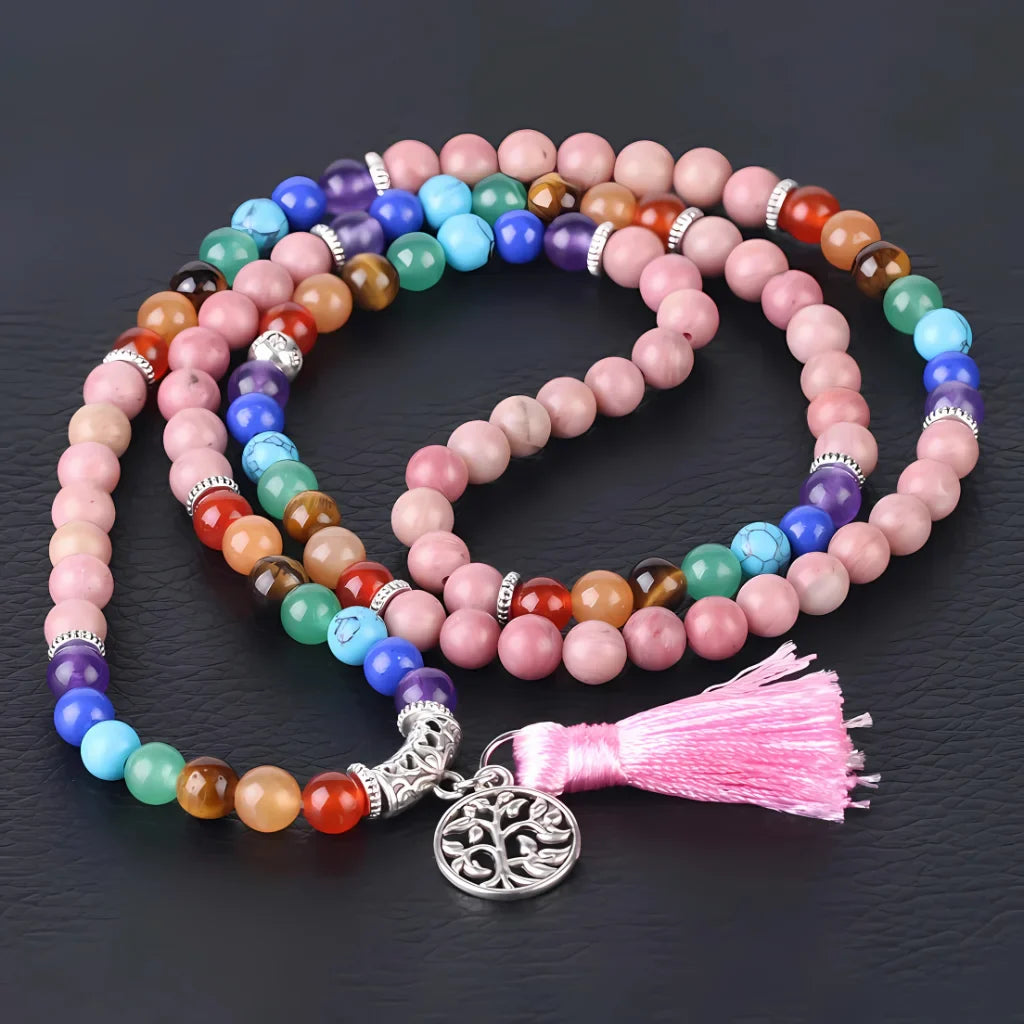 7 CHAKRAS GEMSTONE BRACELET FOR SPIRITUAL HEALING - Pink - Bracelet