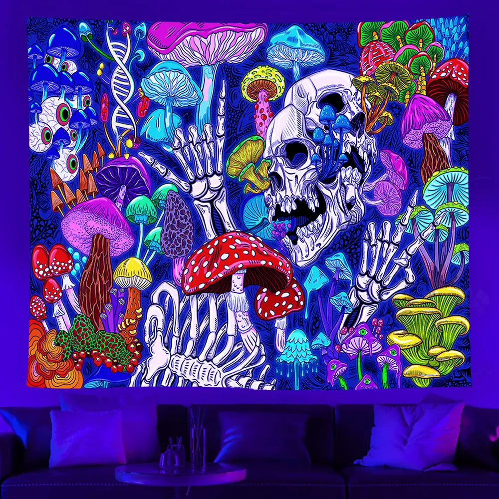 UV REACTIVE FLUORESCENT TAPESTRY WALL HANGING