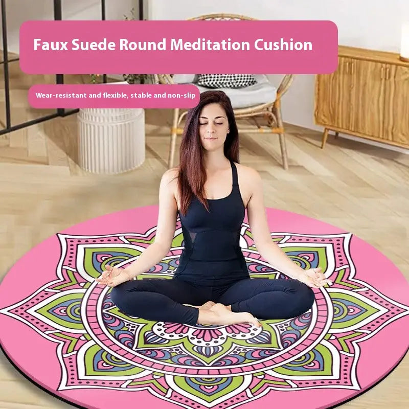 LUXURIOUS NON-SLIP ROUND YOGA MAT WITH MANDALA DESIGN