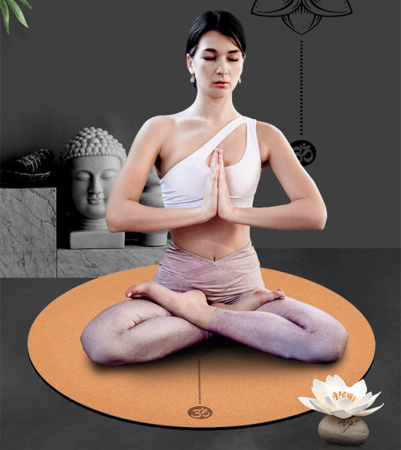 ECO-FRIENDLY CORK ROUND YOGA MAT WITH NON-SLIP GRIP