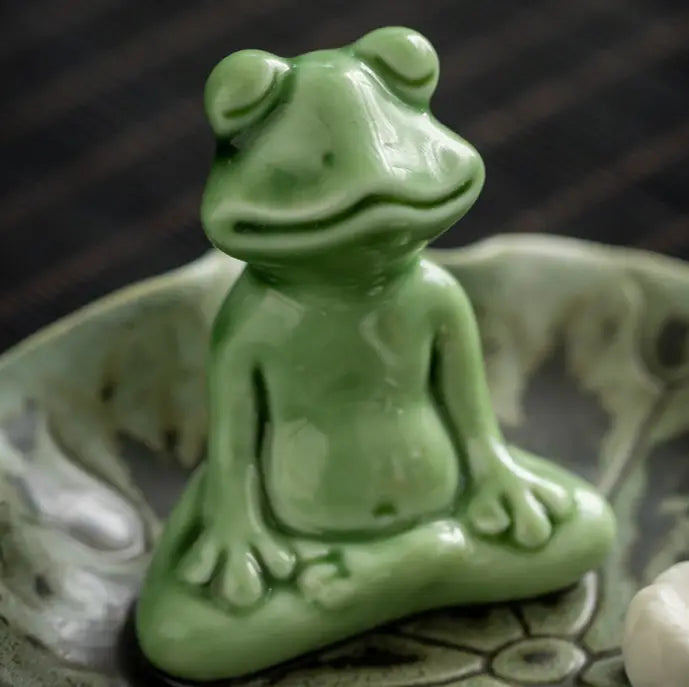 ZEN MEDITATION FROG YOGA STATUE JOSS-STICK HOLDER