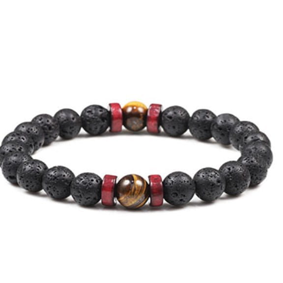 VOLCANIC STONE BEAD BRACELET FOR SPIRITUAL ENERGY