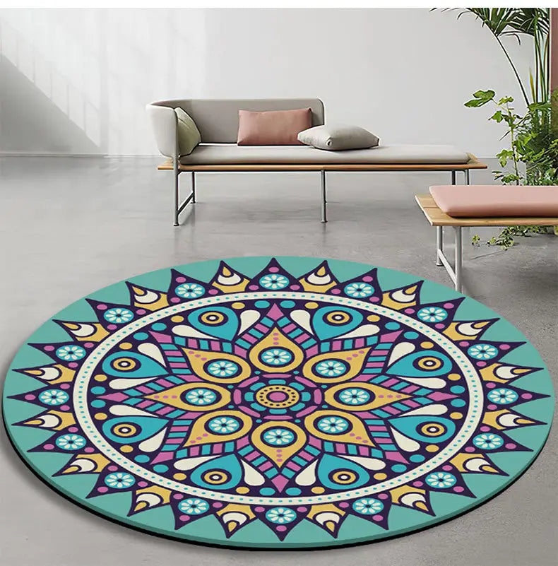 LUXURIOUS NON-SLIP ROUND YOGA MAT WITH MANDALA DESIGN