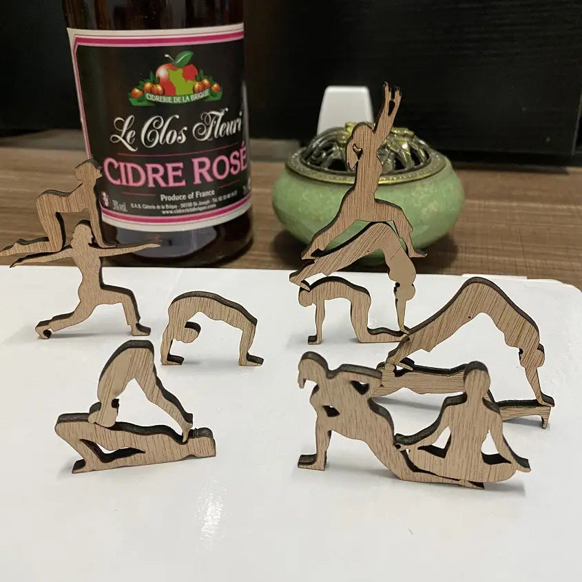 Mini Wooden Yoga Cat Statue For Calm Home Spaces