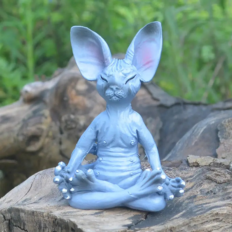 MEDITATION CAT YOGA STATUE FOR PEACEFUL HOME DECOR