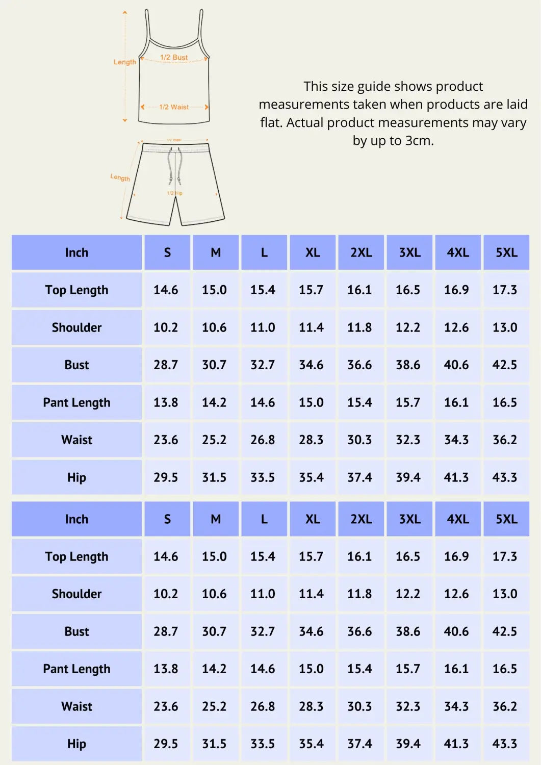 YOGA OUTFIT SIZE CHART AND FIT GUIDE