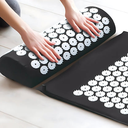 ACUPUNCTURE MASSAGE YOGA MAT AND PILLOW SET - Black 3piece