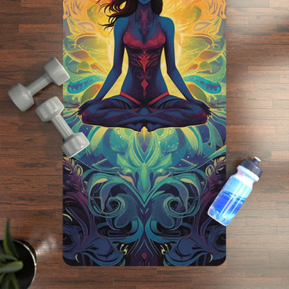 ANCIENT WISDOM QUEEN PRINTED YOGA MAT FOR SPIRITUAL FLOW - 24” x 68” - rubber yoga mat