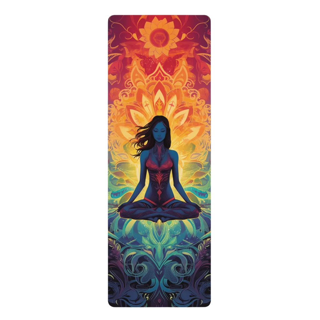 ANCIENT WISDOM QUEEN PRINTED YOGA MAT FOR SPIRITUAL FLOW - 24” x 68” - rubber yoga mat