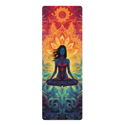 ANCIENT WISDOM QUEEN PRINTED YOGA MAT FOR SPIRITUAL FLOW - 24” x 68” - rubber yoga mat