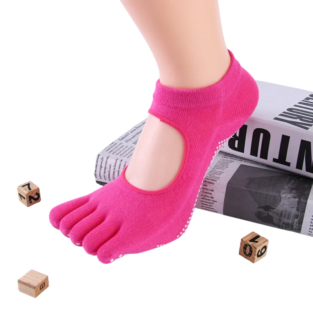 ANTI-SLIP YOGA SOCKS WITH GRIPS FOR WOMEN - Rose Red / One Size - Yoga Socks