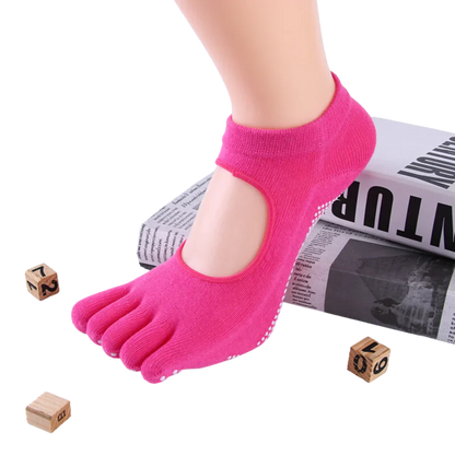 ANTI-SLIP YOGA SOCKS WITH GRIPS FOR WOMEN - Rose Red / One Size - Yoga Socks