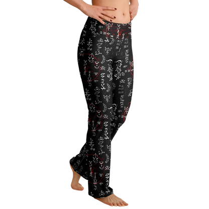 ARCANE MAGIC SEALS BOOTCUT LEGGINGS WITH HIDDEN POCKET - Flare Leggings - AOP