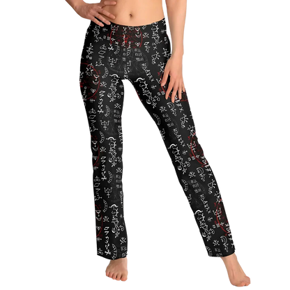 ARCANE MAGIC SEALS BOOTCUT LEGGINGS WITH HIDDEN POCKET - Flare Leggings - AOP