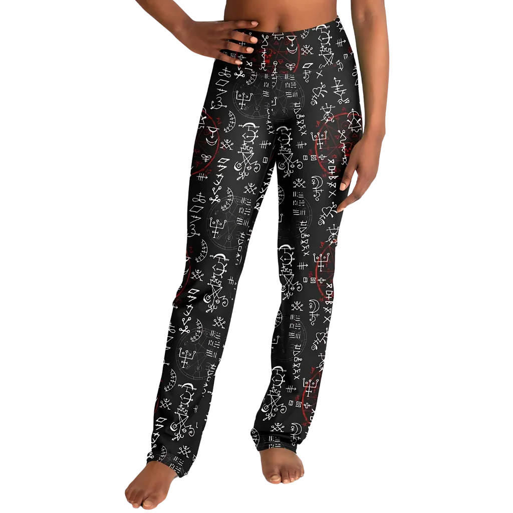 ARCANE MAGIC SEALS BOOTCUT LEGGINGS WITH HIDDEN POCKET - Flare Leggings - AOP