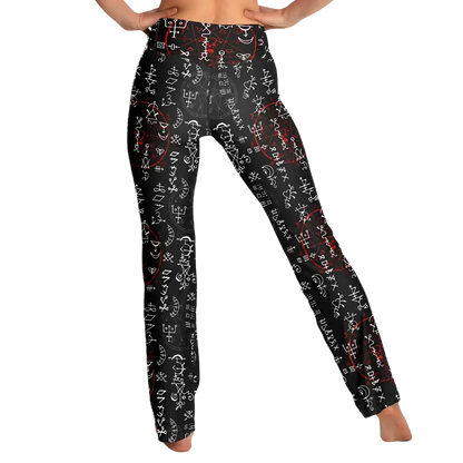 ARCANE MAGIC SEALS BOOTCUT LEGGINGS WITH HIDDEN POCKET - Flare Leggings - AOP