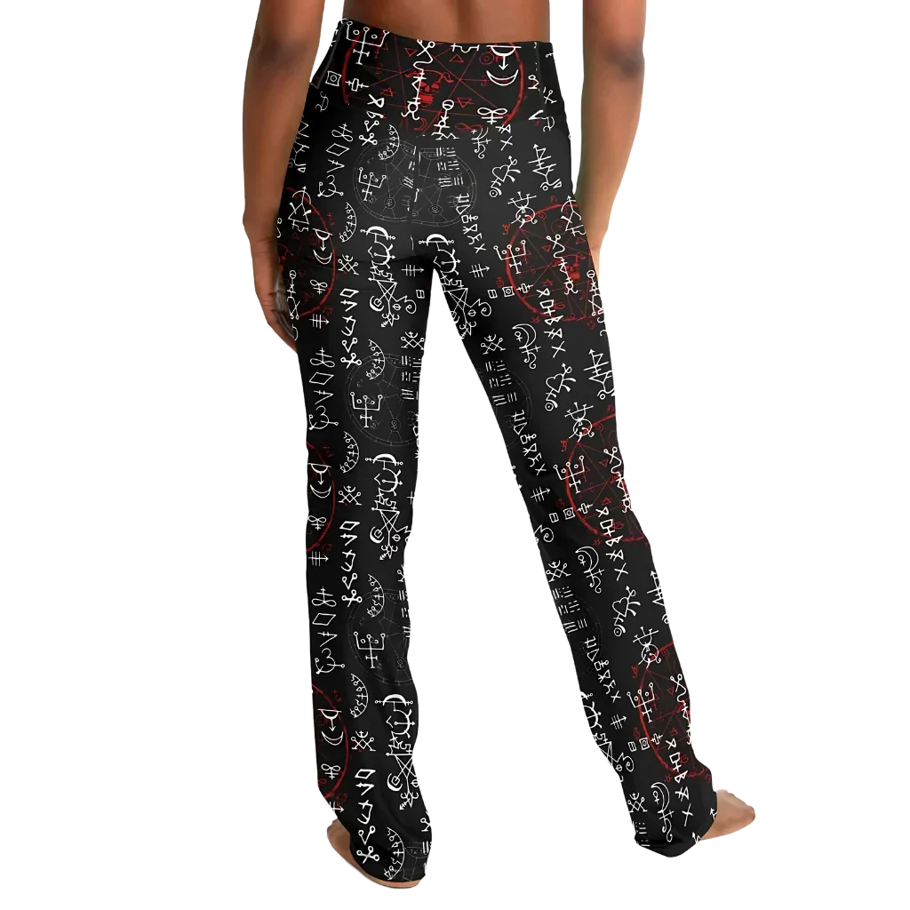 ARCANE MAGIC SEALS BOOTCUT LEGGINGS WITH HIDDEN POCKET - Flare Leggings - AOP