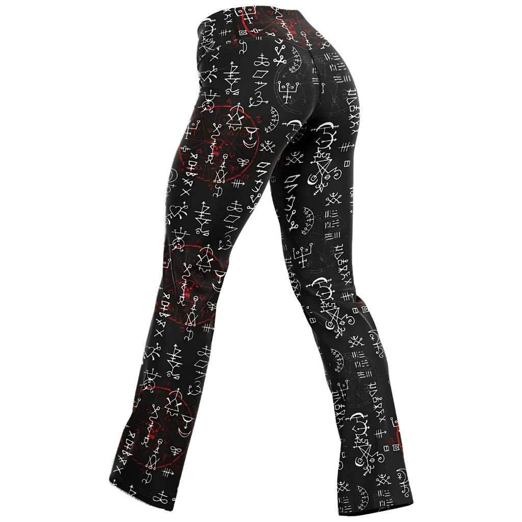 ARCANE MAGIC SEALS BOOTCUT LEGGINGS WITH HIDDEN POCKET - Flare Leggings - AOP