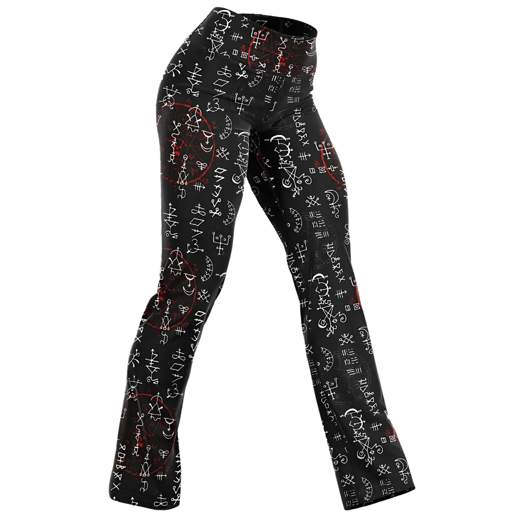 ARCANE MAGIC SEALS BOOTCUT LEGGINGS WITH HIDDEN POCKET - XS - Flare Leggings - AOP