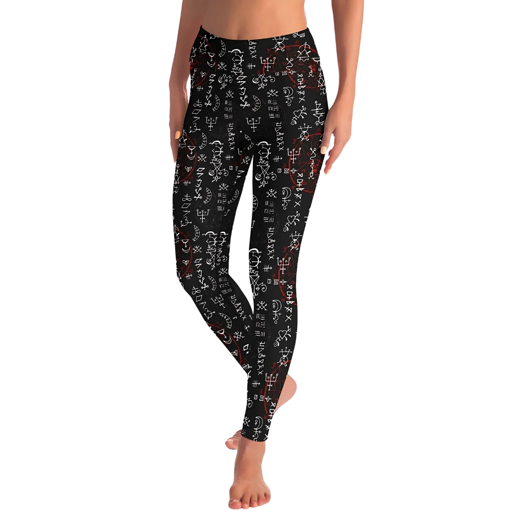 ARCANE MAGIC SEALS FEMALE YOGA PANTS WITH POCKET - Yoga Leggings - AOP