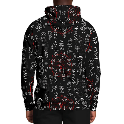 ARCANE MAGIC SEALS YOGA HOODIE WITH ALCHEMY SYMBOLS - Aop