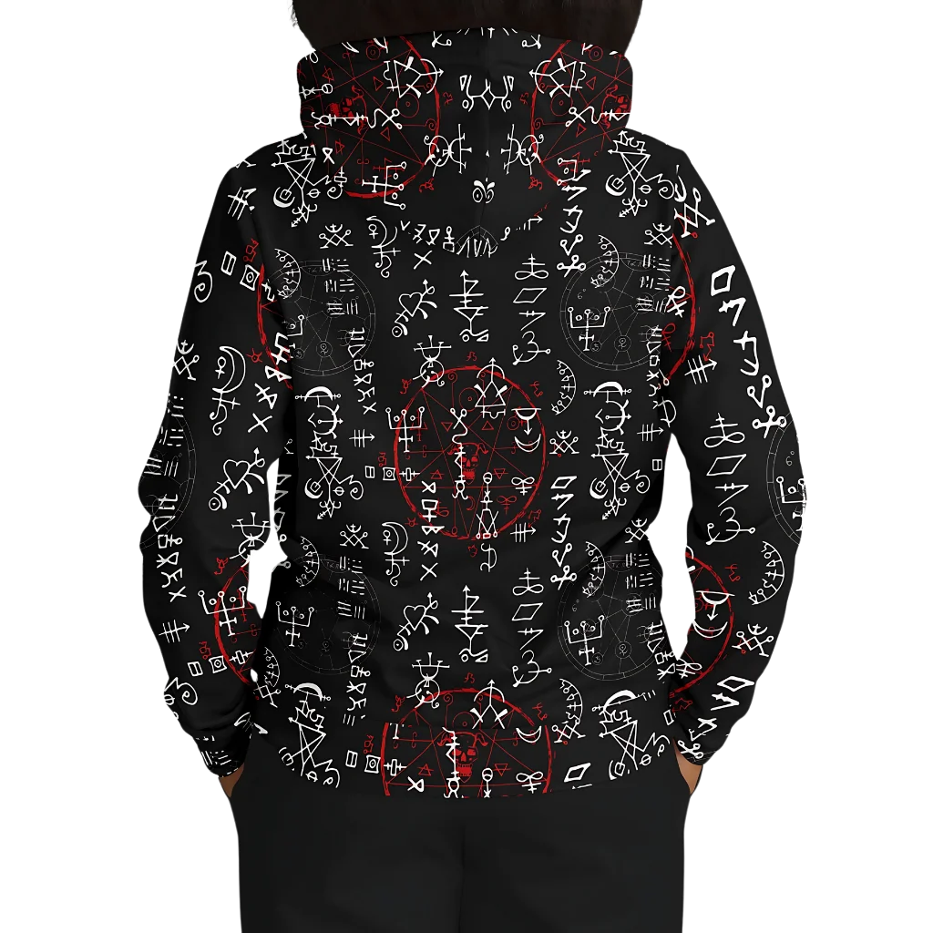 ARCANE MAGIC SEALS YOGA HOODIE WITH ALCHEMY SYMBOLS - Aop