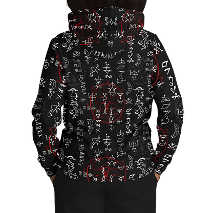 ARCANE MAGIC SEALS YOGA HOODIE WITH ALCHEMY SYMBOLS - Aop