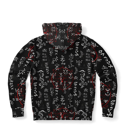 ARCANE MAGIC SEALS YOGA HOODIE WITH ALCHEMY SYMBOLS - Aop