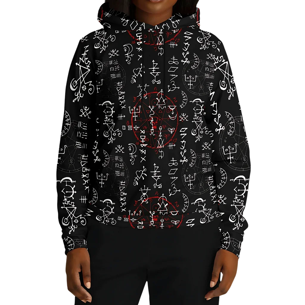 ARCANE MAGIC SEALS YOGA HOODIE WITH ALCHEMY SYMBOLS - Aop