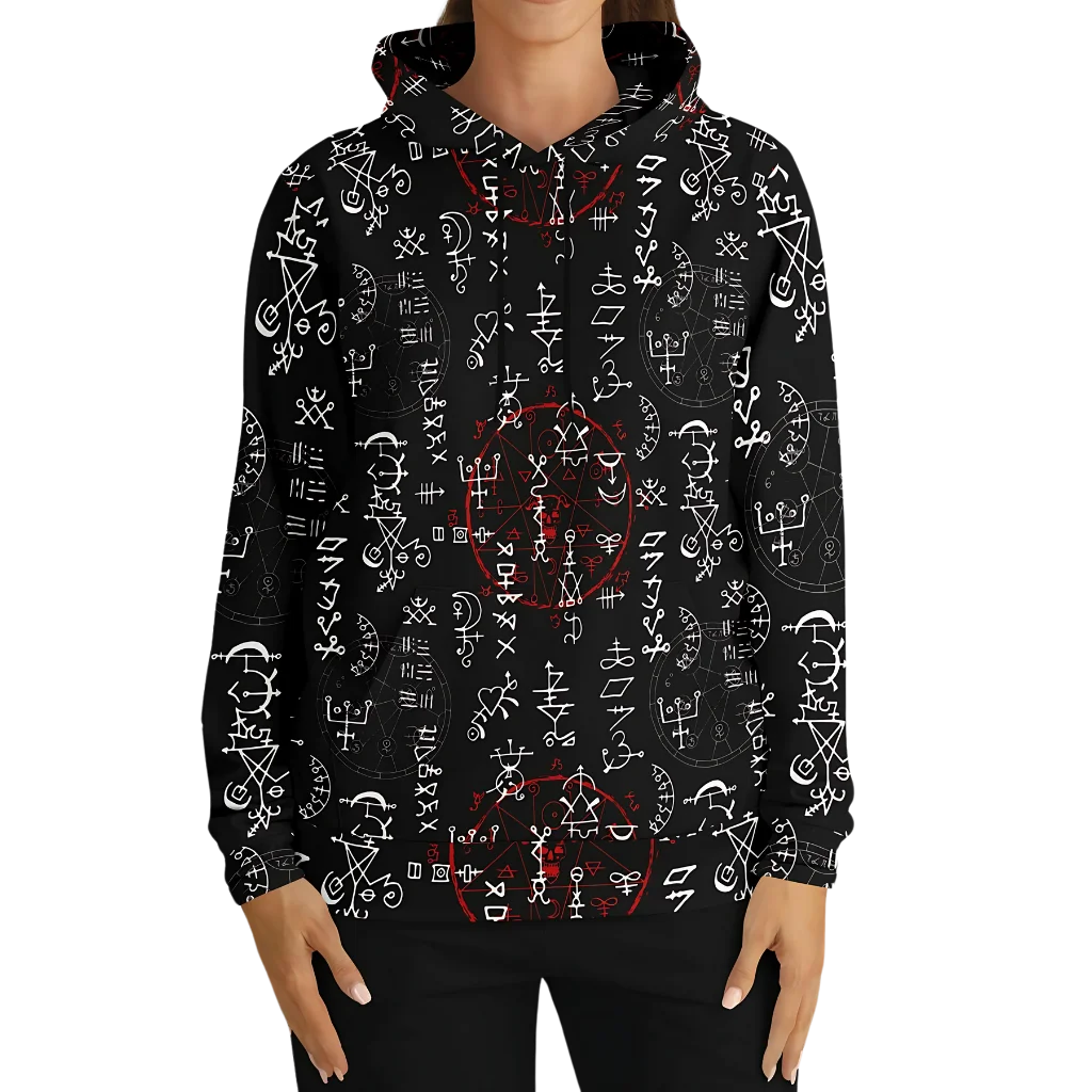 ARCANE MAGIC SEALS YOGA HOODIE WITH ALCHEMY SYMBOLS - Aop