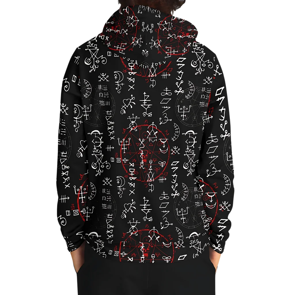 ARCANE MAGIC SEALS YOGA HOODIE WITH ALCHEMY SYMBOLS - Aop