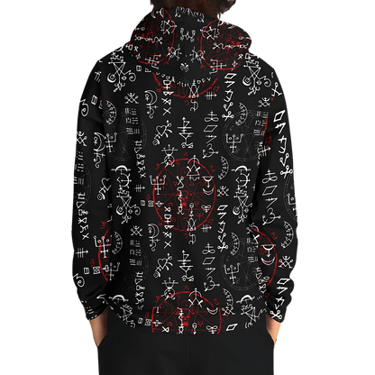 ARCANE MAGIC SEALS YOGA HOODIE WITH ALCHEMY SYMBOLS - Aop