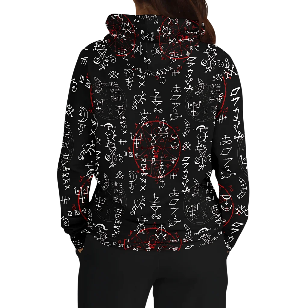 ARCANE MAGIC SEALS YOGA HOODIE WITH ALCHEMY SYMBOLS - Aop