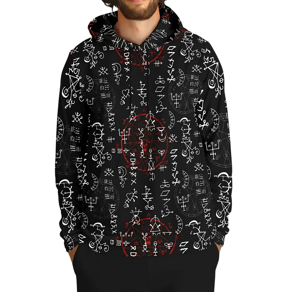 ARCANE MAGIC SEALS YOGA HOODIE WITH ALCHEMY SYMBOLS - Aop